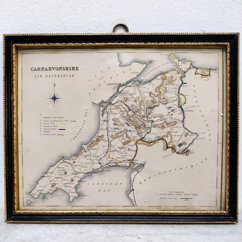 19th century map of carnarvonshire- sir gaernarfon