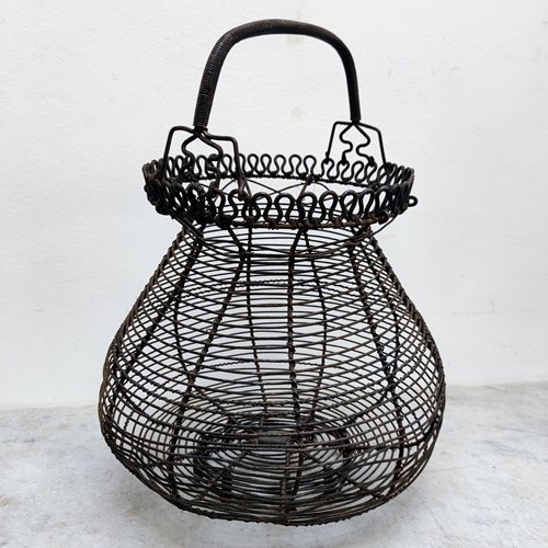 Large French Folk Art Wire Basket