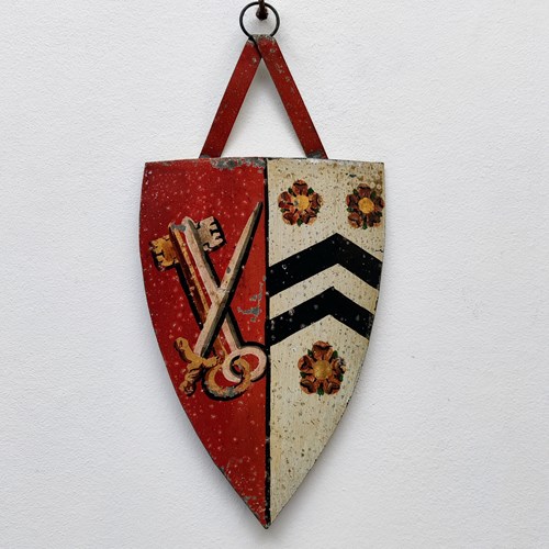 Wonderful Late C19th Winchester Coll. Tole Shield