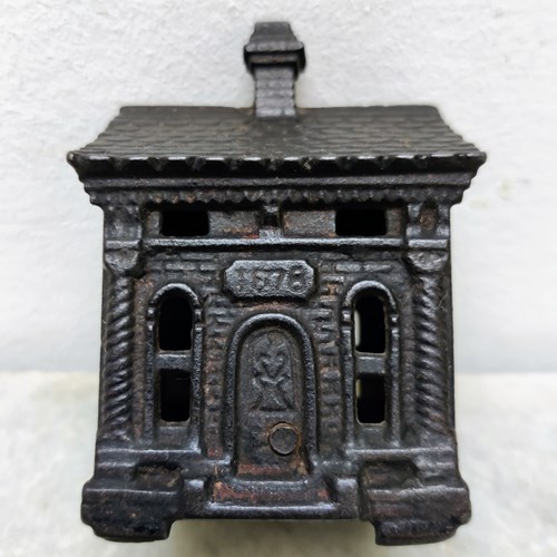 Tiny Cast Iron Money Box House '1878'