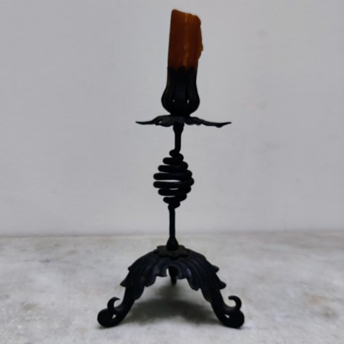 Pretty Continental Wrought Iron Candlestick