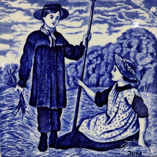 'June' 19Th Century Wedgwood Tile