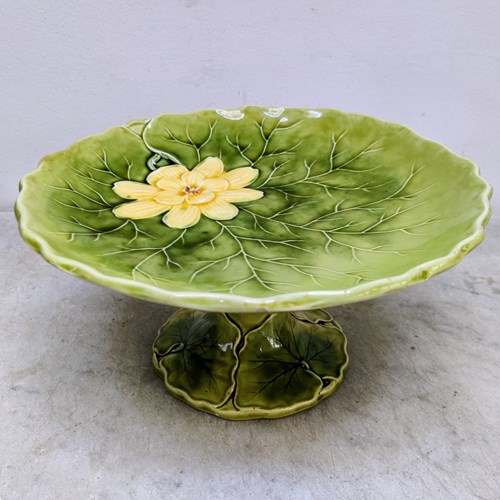 Continental Water Lily Majolica Comport