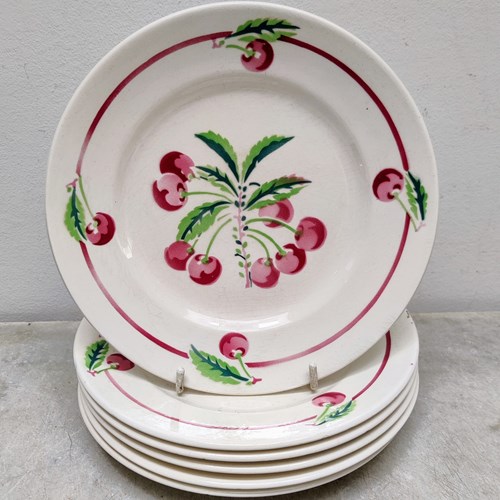 Pretty Set Of French 'Cherry' Plates