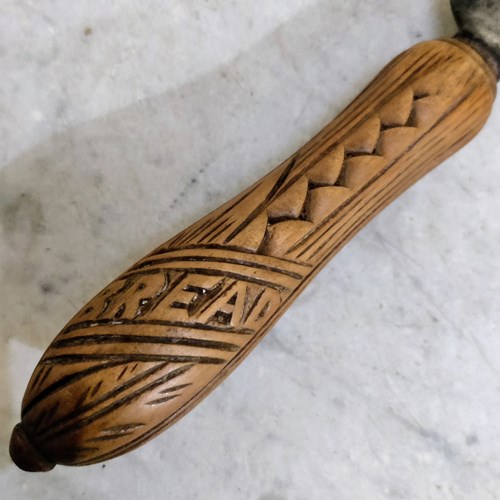 Fabulous Carved Wooden Handled Bread Knife