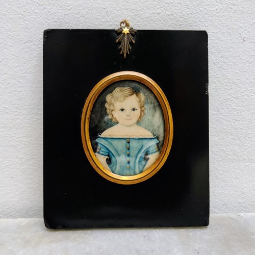 Charming Early C19th Miniature Of A Little Girl