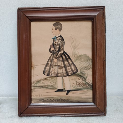 Naive Watercolour Of  A Little Boy C1840/50