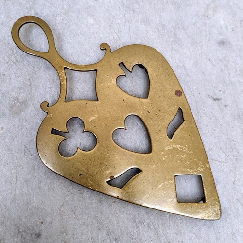'Hearts, Clubs, Diamonds, Spades' Tiny Brass Trivet