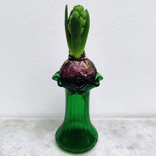 Tiny Emerald Green Bulb Vase