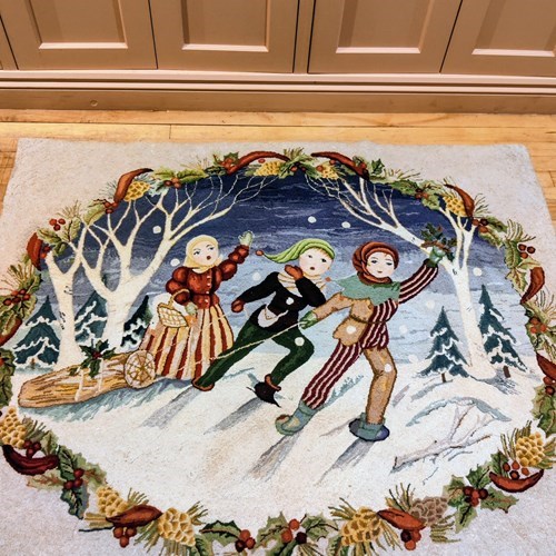 Charming 1930'S American Woolwork Rug