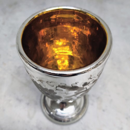 Large, Gold Lined Mercury Glass Goblet