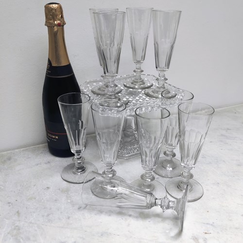 Set Of Ten French Champagne Flutes