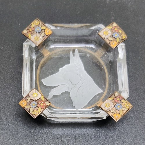 Art Deco Czech Etched Glass Pin Dish