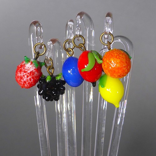 Glass Fruit Charm Cocktail Sticks