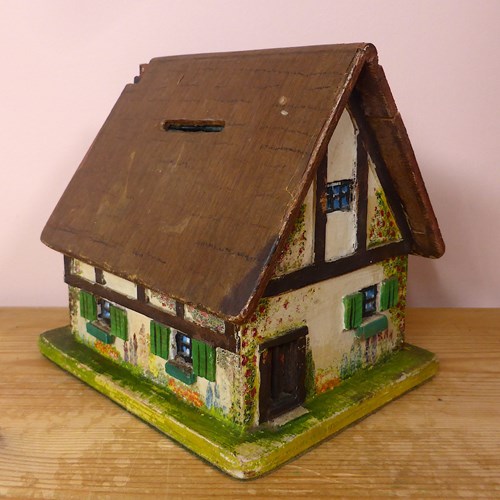 Folk Art Cottage Moneybox