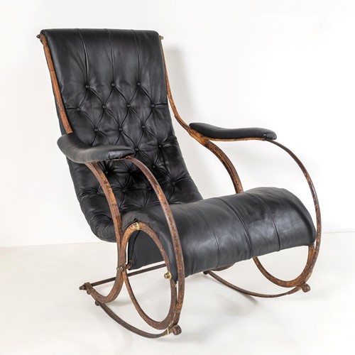 Antique Iron Frame Rocking Chair By R W Winfield 