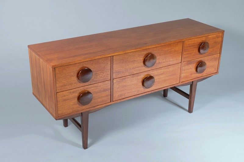 A Stylish 1960S Mid Century Button Handled Teak Sideboard | 6 Drawer Credenza-greencore-design-1960s-mid-century-modern-teak-6-drawer-sideboard-credenza-3-main-638359023346751358.jpg