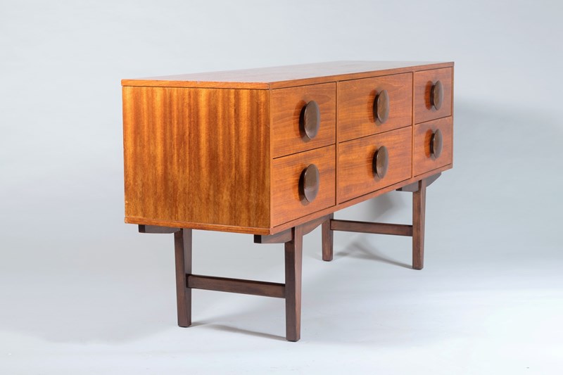 A Stylish 1960S Mid Century Button Handled Teak Sideboard | 6 Drawer Credenza-greencore-design-1960s-mid-century-modern-teak-6-drawer-sideboard-credenza-6-main-638359023369720193.jpg