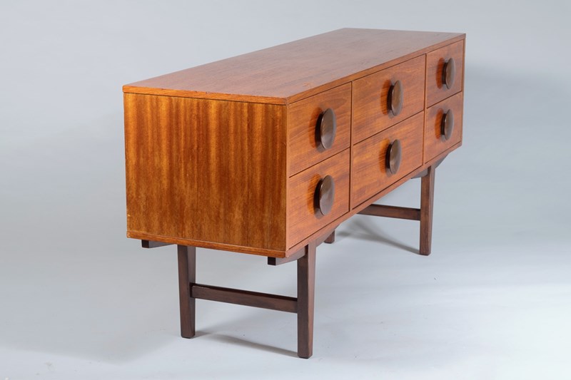 A Stylish 1960S Mid Century Button Handled Teak Sideboard | 6 Drawer Credenza-greencore-design-1960s-mid-century-modern-teak-6-drawer-sideboard-credenza-7-main-638359023376907778.jpg