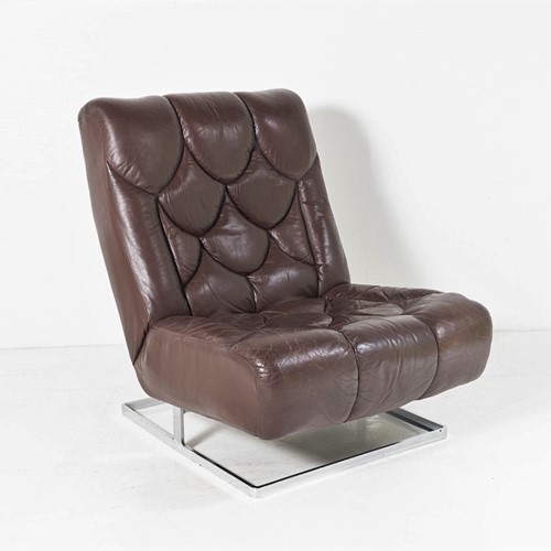 1970S Tetrad Nucleus Brown Leather Chair