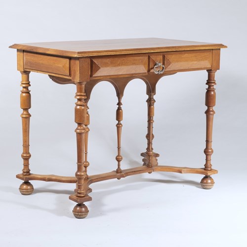 19Th Century French Walnut Writing Desk Side Table