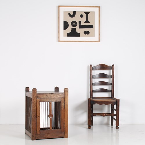 Unusual 19Th Century Oak Side Table With Book Storage Cupboard