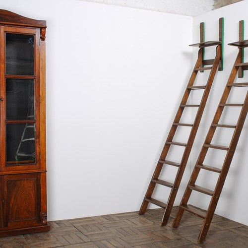Tall Antique 19Th Century Country House Library Ladders Of Welsh Heritage