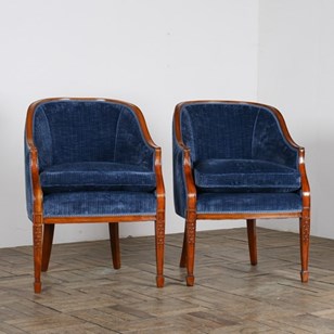 A Pair Of Tub Chairs In Royal Blue ...