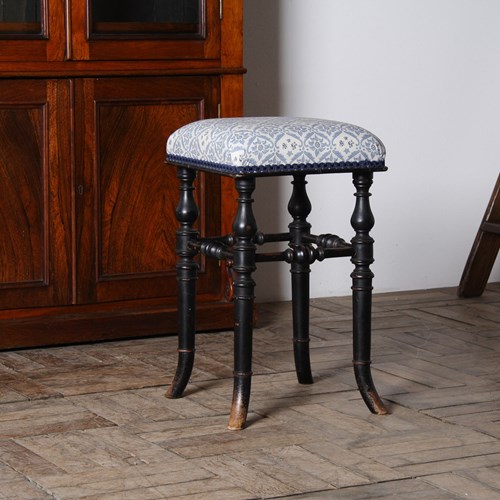 Ebonised Piano Stool By Henry Brooks & Co, London Howard & Sons Ticking