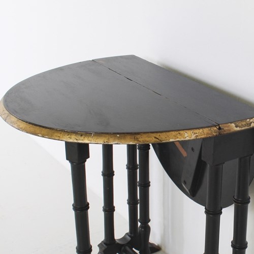 Victorian Ebonised Faux Bamboo Gate Leg Occasional Side Table