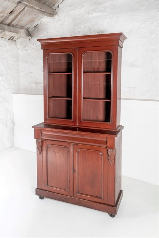 Tall Victorian Dresser Unit With Original Glazing -greencore-design-antique-victorian-kitchen-dresser-storage-unit-red-brown-1-main-638194766631959396.jpg