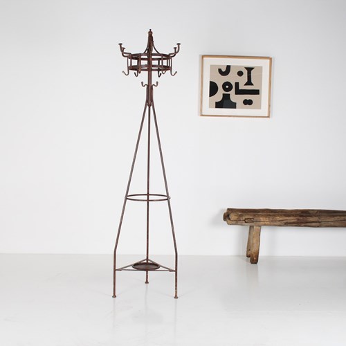 A 19Th Century Blacksmith Made Wrought Iron Hat, Coat & Umbrella Stand