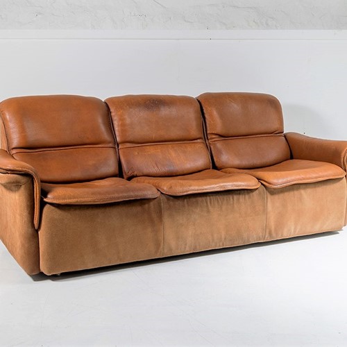 De Sede Ds12 Model Leather And Suede 3 Seater Sofa