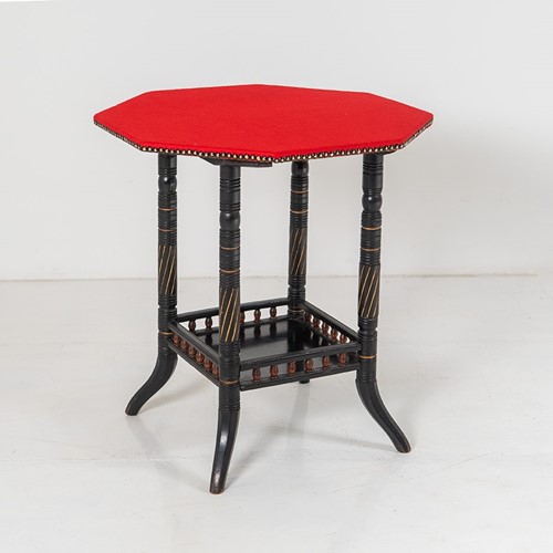 Ebonised aesthetic movement octagonal centre table