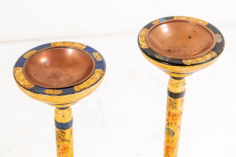 A pair of hand painted floor standing ashtrays-greencore-design-floor-standing-ashtrays-hand-painted-jesso-floral-design-4-main-637489935221852454.jpg