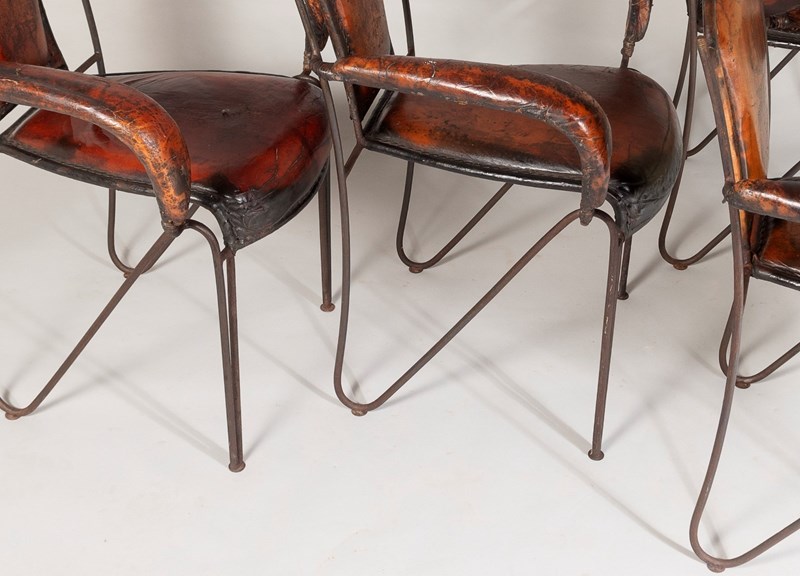 French 1950S Jacques Adnet Stitched Leather Iron Dining Chairs - Set Of 4-greencore-design-french-1950s-jacques-adnet-hand-stiched-brown-leather-iron-armchairs-14-main-638263993535687494.jpg