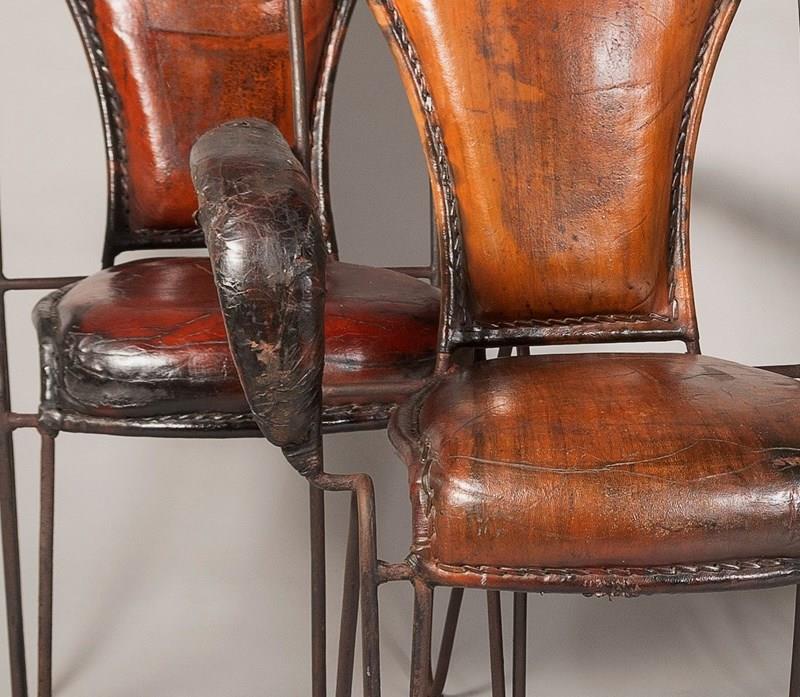 French 1950S Jacques Adnet Stitched Leather Iron Dining Chairs - Set Of 4-greencore-design-french-1950s-jacques-adnet-hand-stiched-brown-leather-iron-armchairs-7-main-638263993472407353.jpg