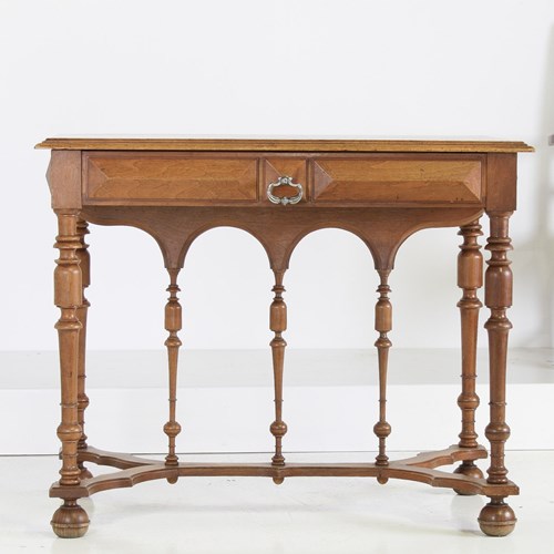 19Th Century French Walnut Writing Desk Side Table