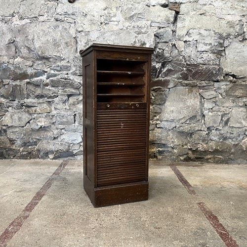 French Tambour Oak Cabinet