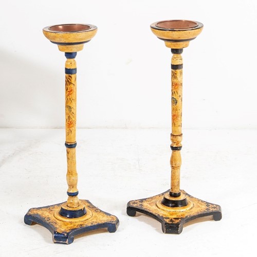 A Pair Of Hand Painted Floor Standing Ashtrays