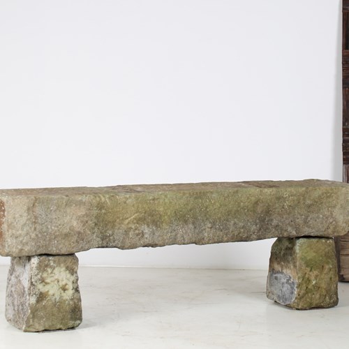 English Carved Stone Sandstone Garden Bench Seat Weathered Garden Feature 1860