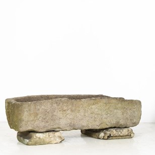 Large Carved Stone Rectangular Trou...
