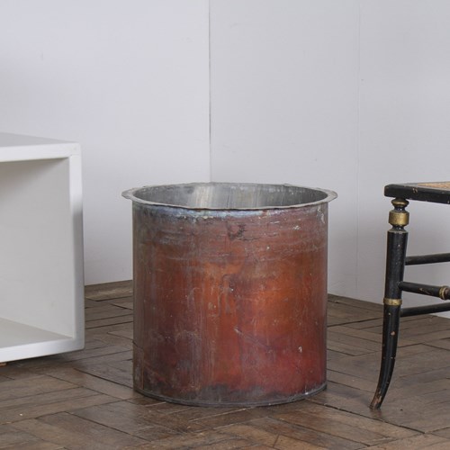 Large Reclaimed Antique Copper Planter With Natural Patina