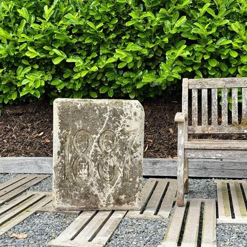 Large Victorian 1887 Carved Date Stone Architectural Garden Ornament