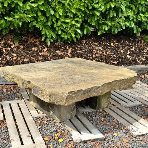 Large Reclaimed Victorian York Stone Garden Table | Antique Weathered Sandstone 
