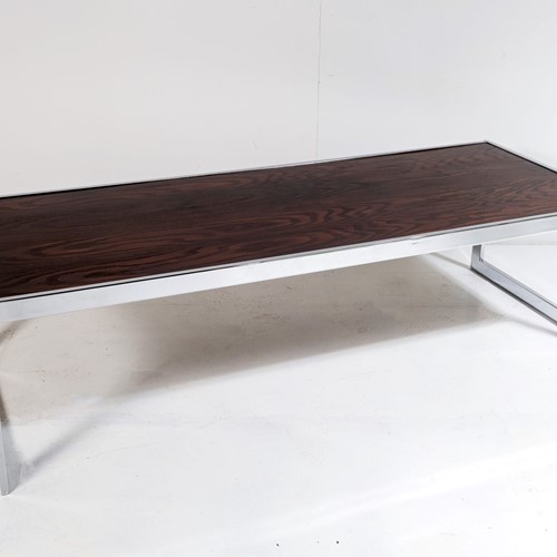 Mid Century Chrome Rosewood Coffee Table 