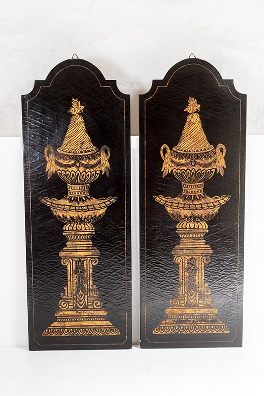 Italian style empire Urns black lacquered panels-greencore-design-large-pair-of-decorative-wall-hanging-black-gold-urn-gesso-panels-6-main-637541709205172413.jpg