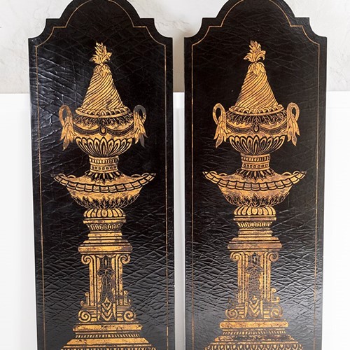 Italian style empire Urns black lacquered panels