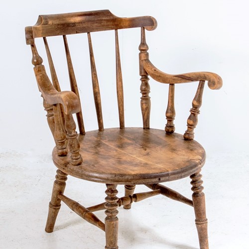 Low back windsor armchair in solid elm wood