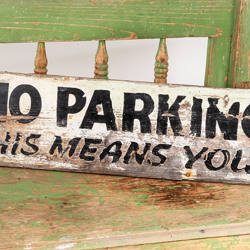 Vintage Fun 'No Parking' Hand Painted Wooden Sign 
